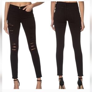 FRAME Black Distressed Skinny Jeans Le Skinny De Jeanne 28 6